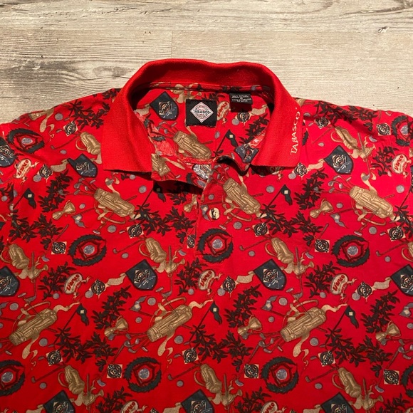 Vintage Tabasco Shirt Mens Medium Red Polo Button Short Sleeve Mesh/Pique Golf - Picture 3 of 4